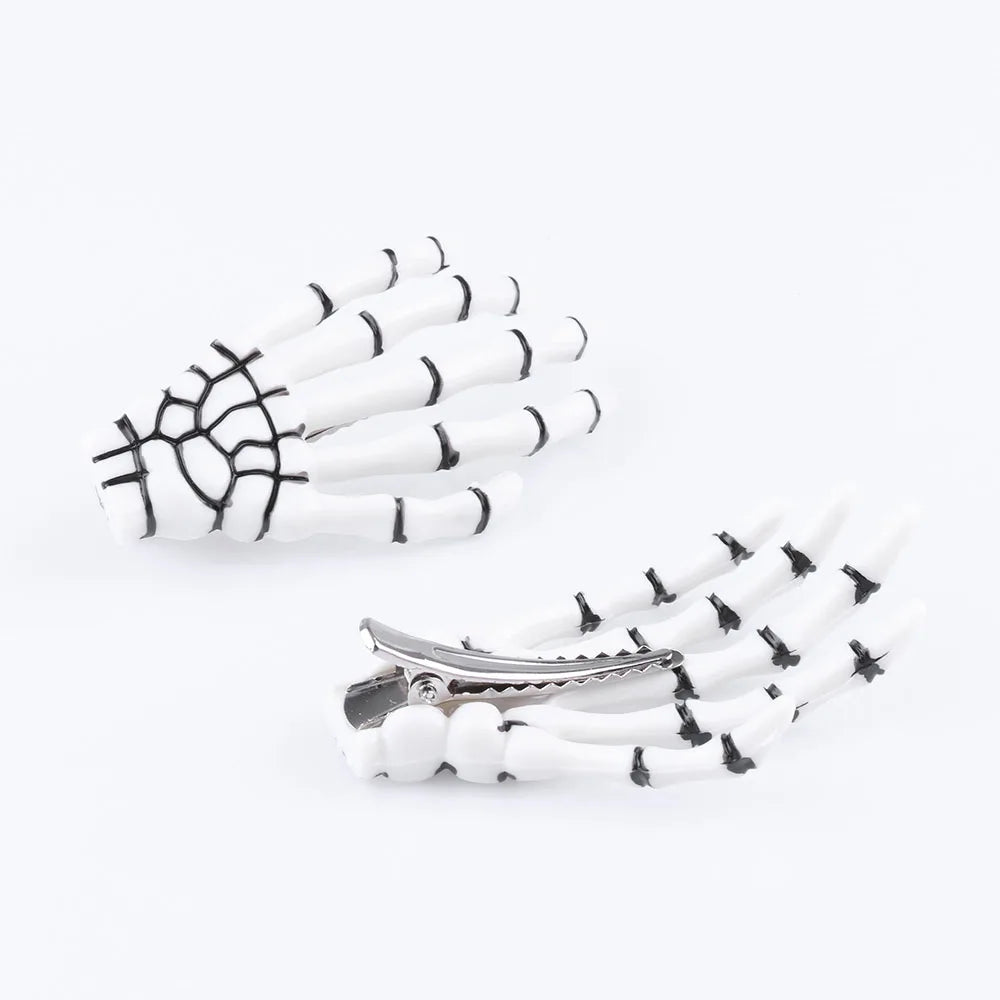 Skull Hand Hair Clips (2 Pcs) β Spooky-Cute Skeleton Claws for Halloween