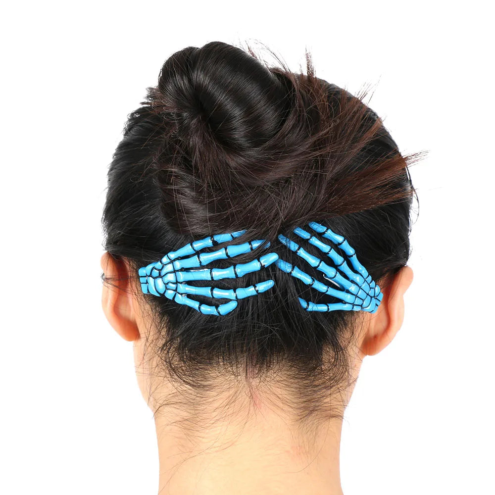 Skull Hand Hair Clips (2 Pcs) β Spooky-Cute Skeleton Claws for Halloween