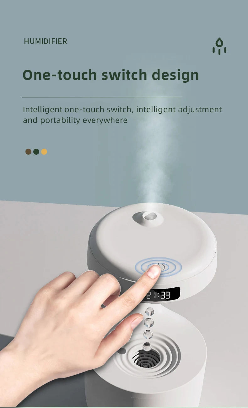 Anti-Gravity Water Drop Humidifier with Time Display