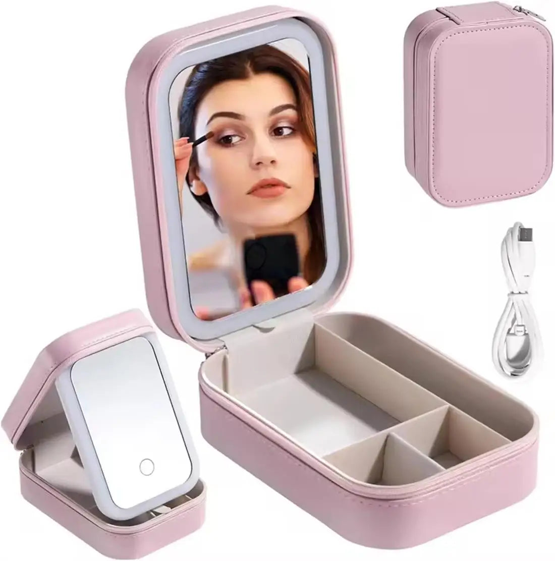 Mini LED Mirror Makeup Case