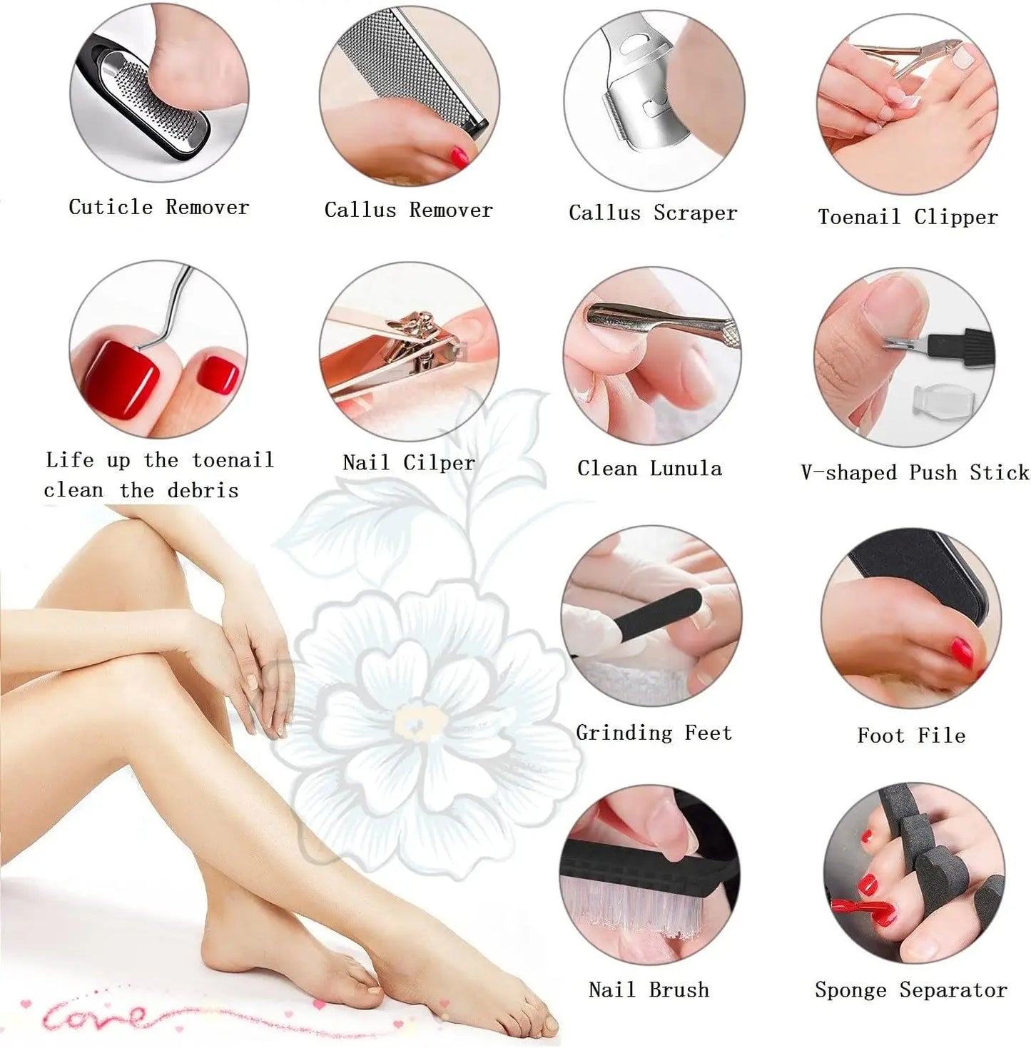 8/10/15/23-in-1 Pedicure Kit β Professional Stainless Steel Foot Care Set for Smooth, Soft Feet