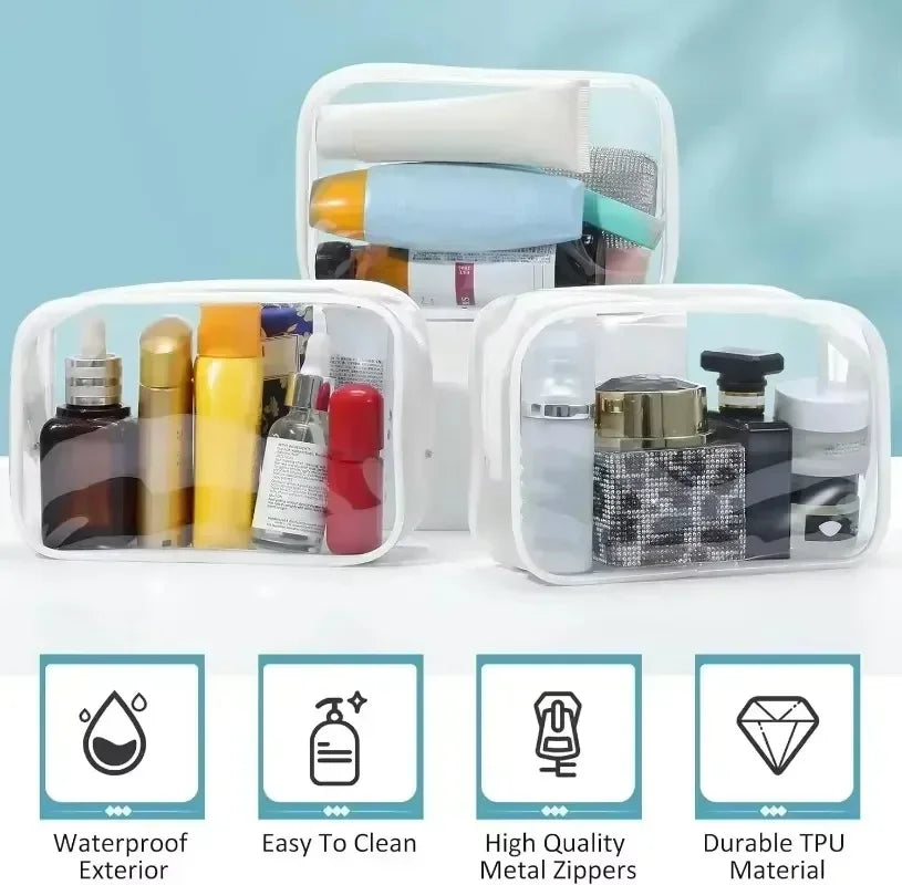 ClearGlow Transparent Travel Makeup Bag