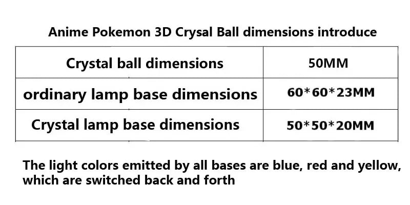 3D Pokémon Crystal Ball with LED Base