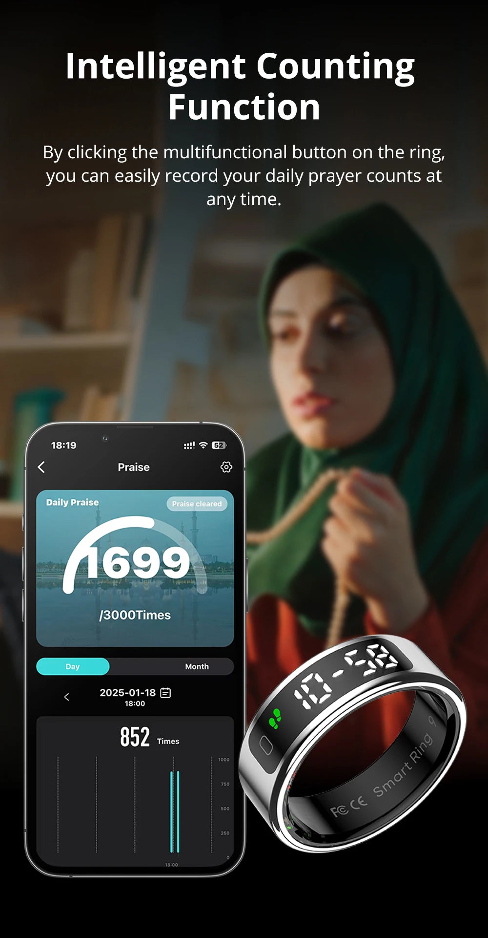 COLMI R12 Smart Ring with Display & Touch