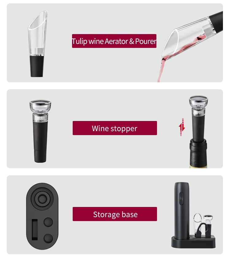Electric Wine Opener Set with Charging Base