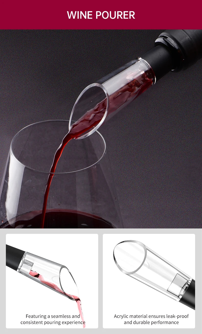 Electric Wine Opener Set with Foil Cutter & Pourer