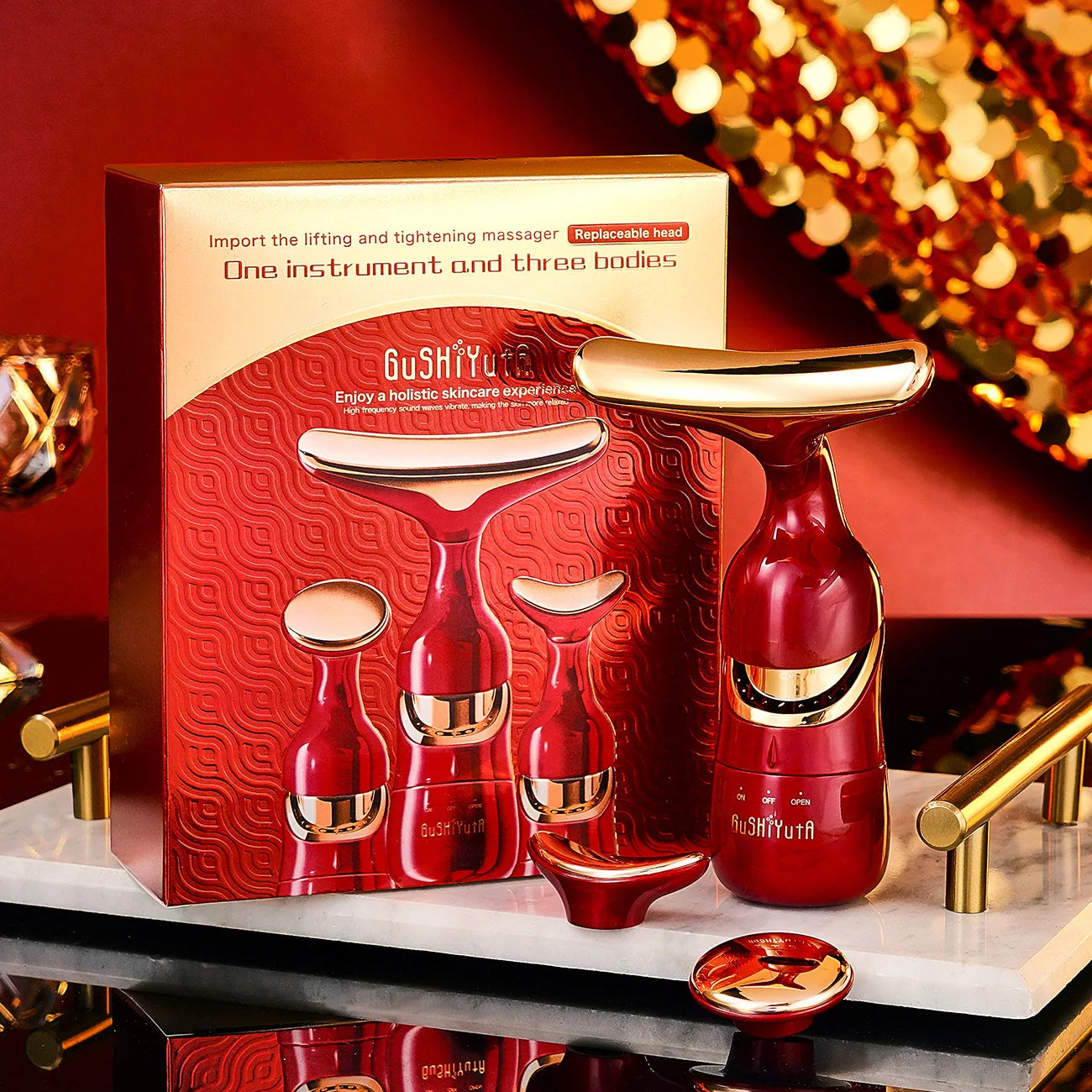 Microcurrent Facial Massager 3-in-1 — Lift & Firm Face, Neck & Eyes