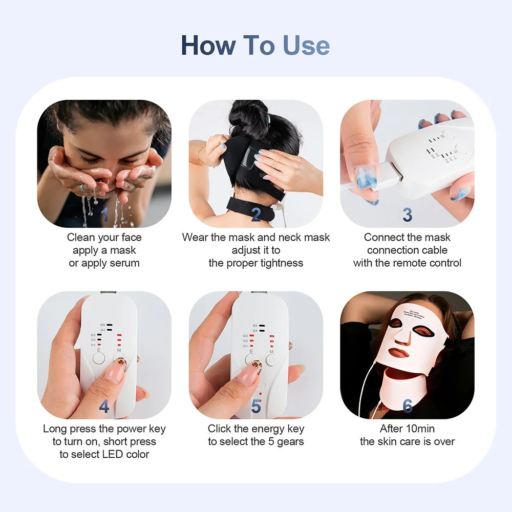 7-Color Wireless LED Face + Neck Mask