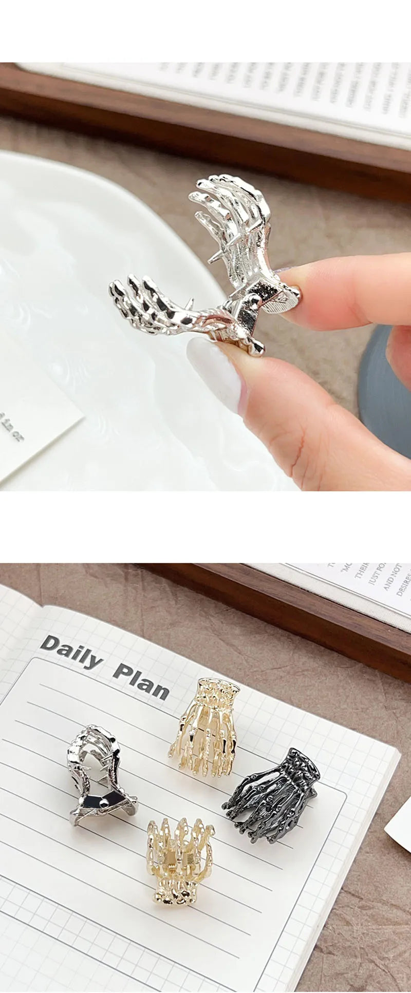 Mini Skeleton Hand Hair Claw - Gothic Grip Accessory for Halloween