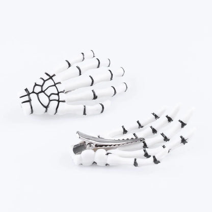 Skull Hand Hair Clips (2 Pcs) – Spooky-Cute Skeleton Claws for Halloween