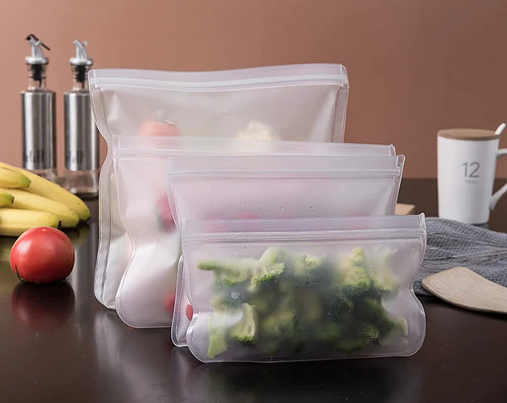 10-Piece Reusable Food Storage Bags – Leakproof, Eco-Friendly & Zip-Seal Fresh