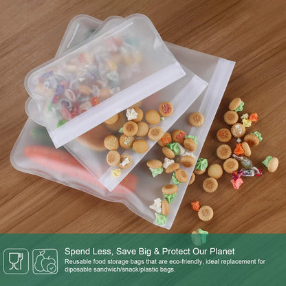 10-Piece Reusable Food Storage Bags – Leakproof, Eco-Friendly & Zip-Seal Fresh