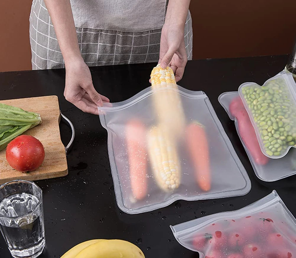 10-Piece Reusable Food Storage Bags – Leakproof, Eco-Friendly & Zip-Seal Fresh