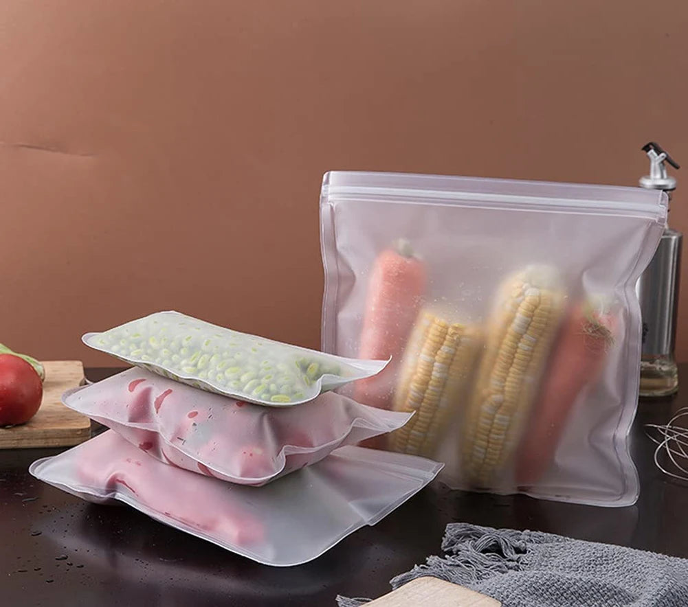 10-Piece Reusable Food Storage Bags – Leakproof, Eco-Friendly & Zip-Seal Fresh