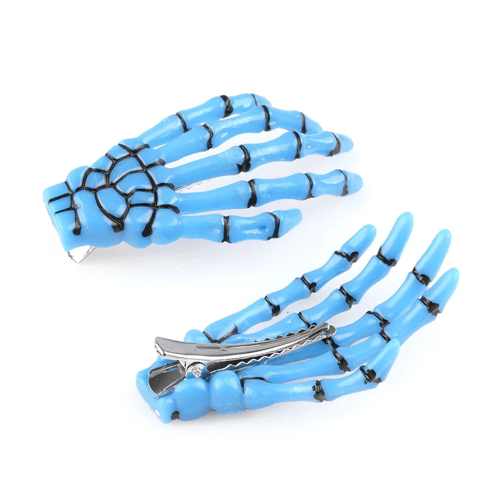 Skull Hand Hair Clips (2 Pcs) – Spooky-Cute Skeleton Claws for Halloween
