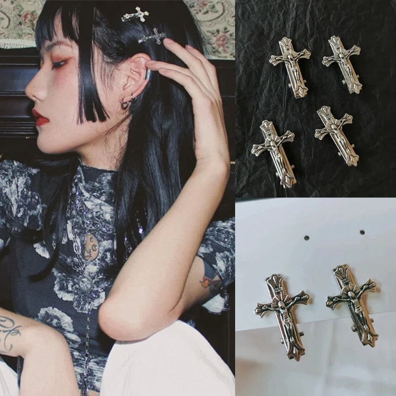 Punk Cross Skull Hair Clips - Halloween Special