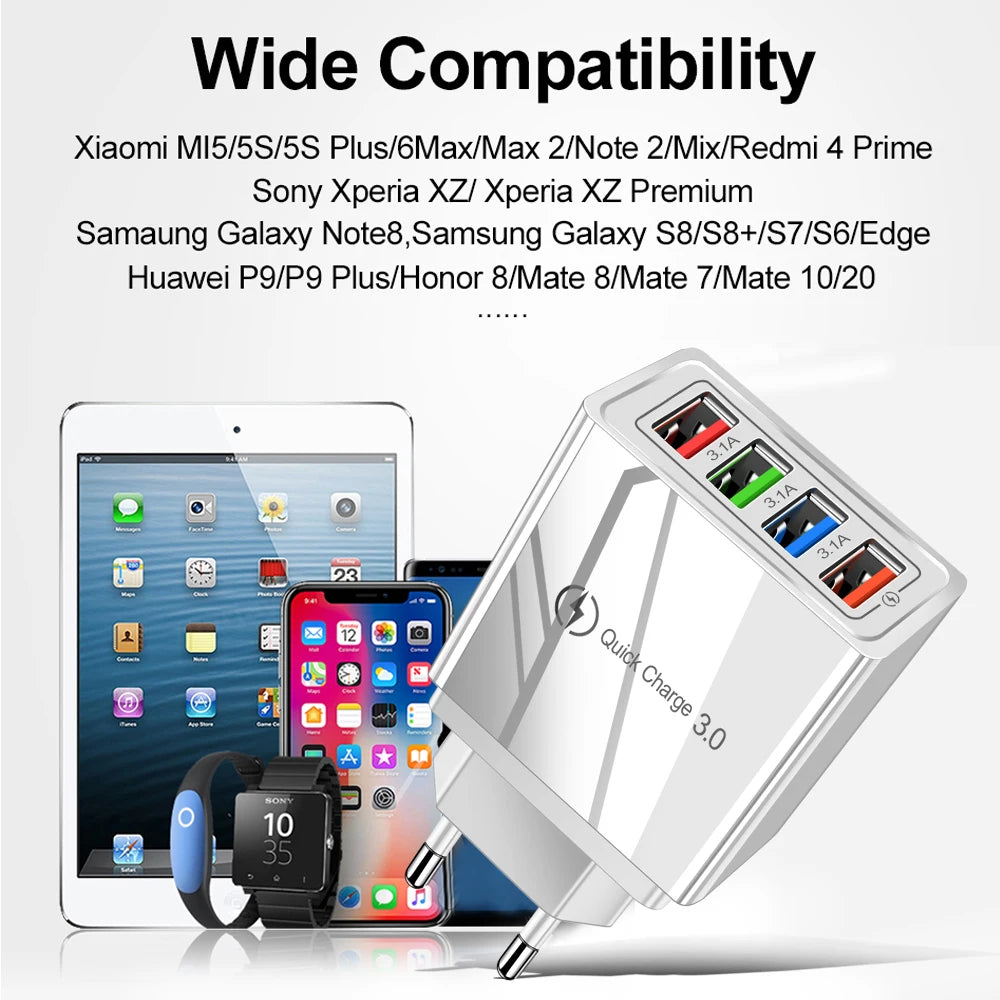 4-Port Fast USB Charger – Quick Charge