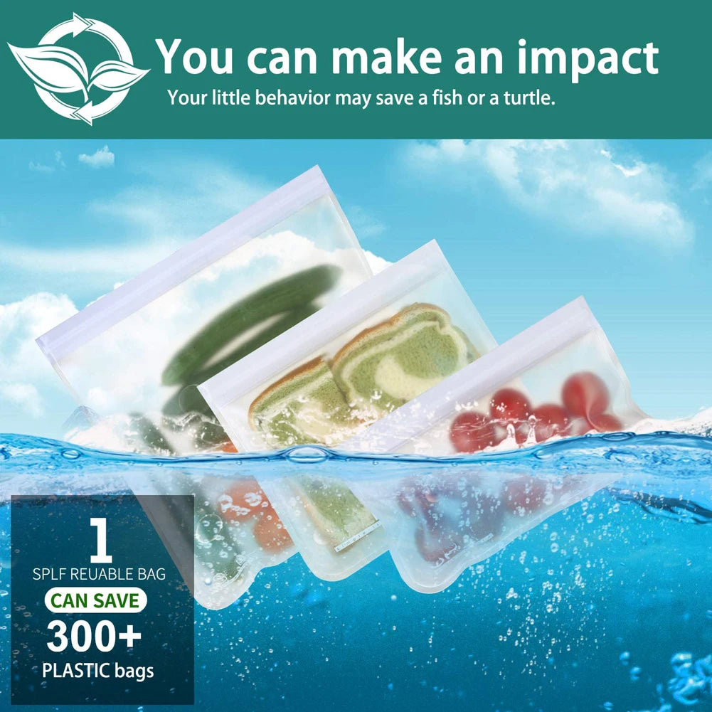 10-Piece Reusable Food Storage Bags – Leakproof, Eco-Friendly & Zip-Seal Fresh