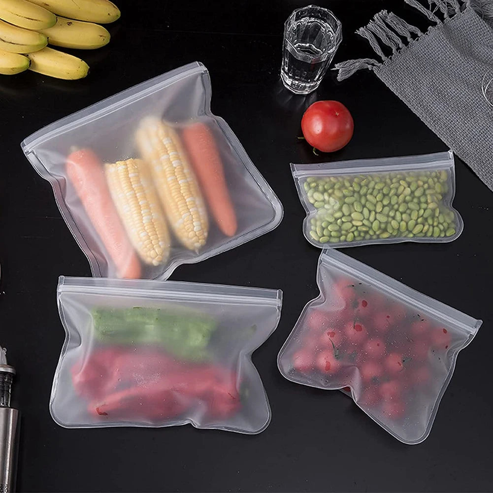 10-Piece Reusable Food Storage Bags – Leakproof, Eco-Friendly & Zip-Seal Fresh
