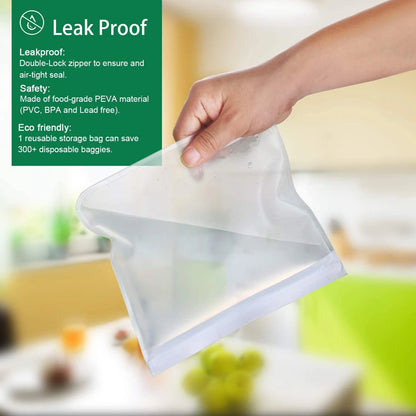 10-Piece Reusable Food Storage Bags – Leakproof, Eco-Friendly & Zip-Seal Fresh