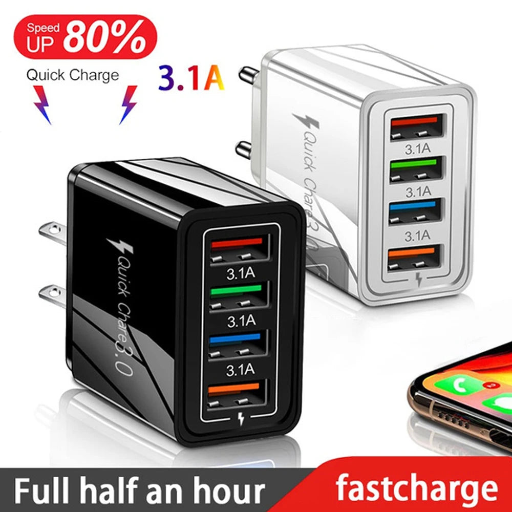 4-Port Fast USB Charger – Quick Charge