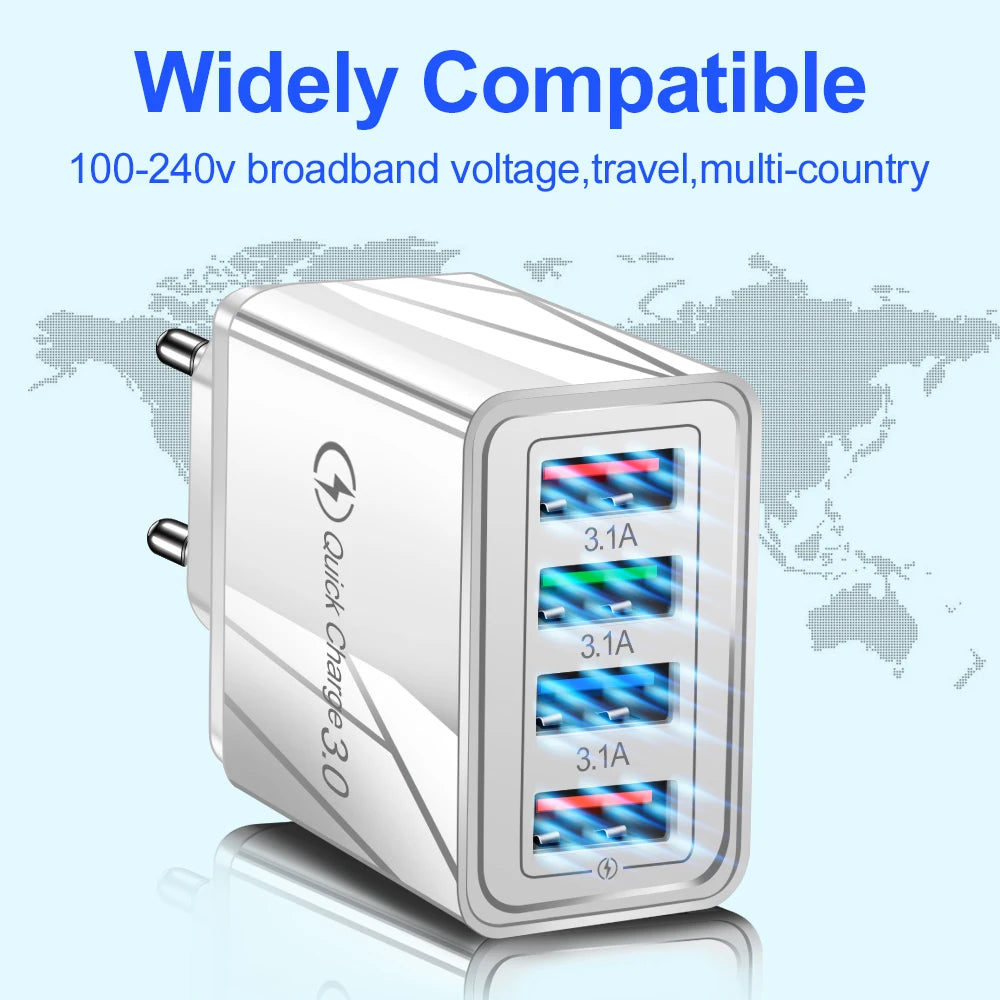 4-Port Fast USB Charger – Quick Charge