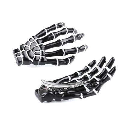 Skull Hand Hair Clips (2 Pcs) – Spooky-Cute Skeleton Claws for Halloween