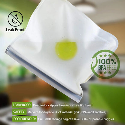 10-Piece Reusable Food Storage Bags – Leakproof, Eco-Friendly & Zip-Seal Fresh
