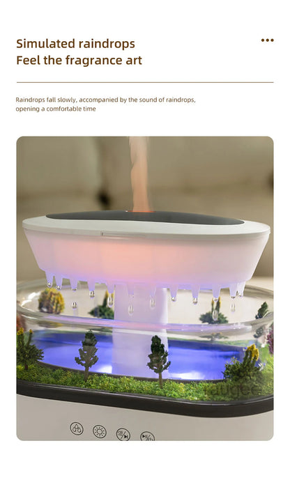 Raindrop Aroma Diffuser Humidifier with Colorful Light, White Noise & Ultrasonic Mist for Home Relaxation