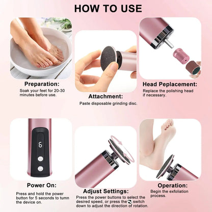 2-in-1 Electric Foot & Nail File – Rechargeable Callus Remover & Nail Polisher