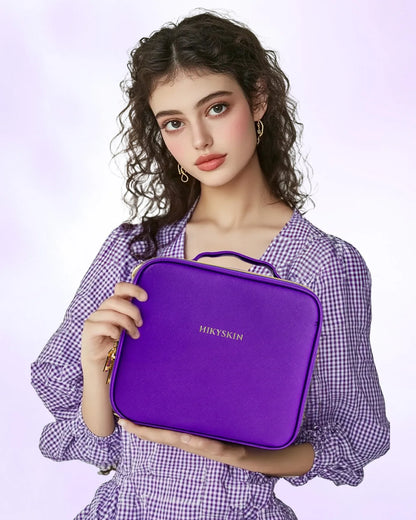 Lighted Travel Makeup Bag with Mirror & Brush Organizer