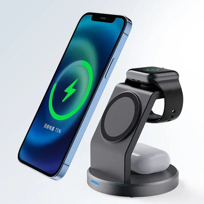 3-in-1 Magnetic Wireless Charger Dock for iPhone, Apple Watch & AirPods