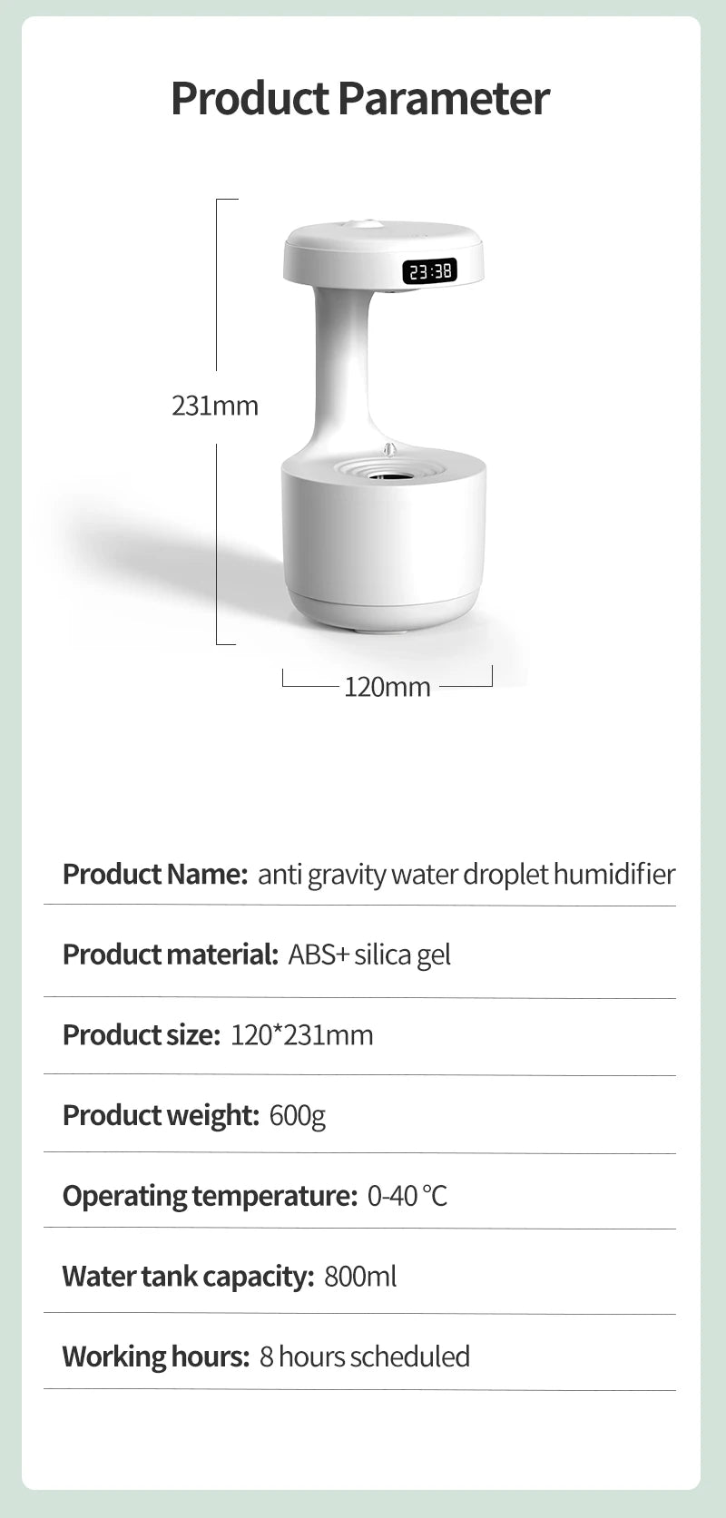 Anti-Gravity Silent Mist Humidifier