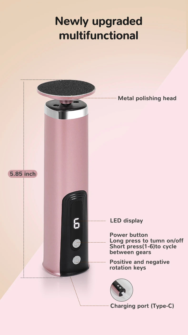 2-in-1 Electric Foot & Nail File – Rechargeable Callus Remover & Nail Polisher