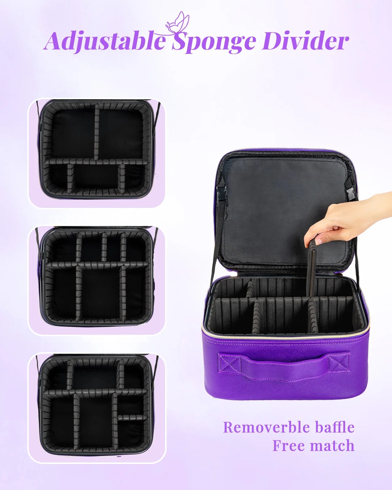 Lighted Travel Makeup Bag with Mirror & Brush Organizer