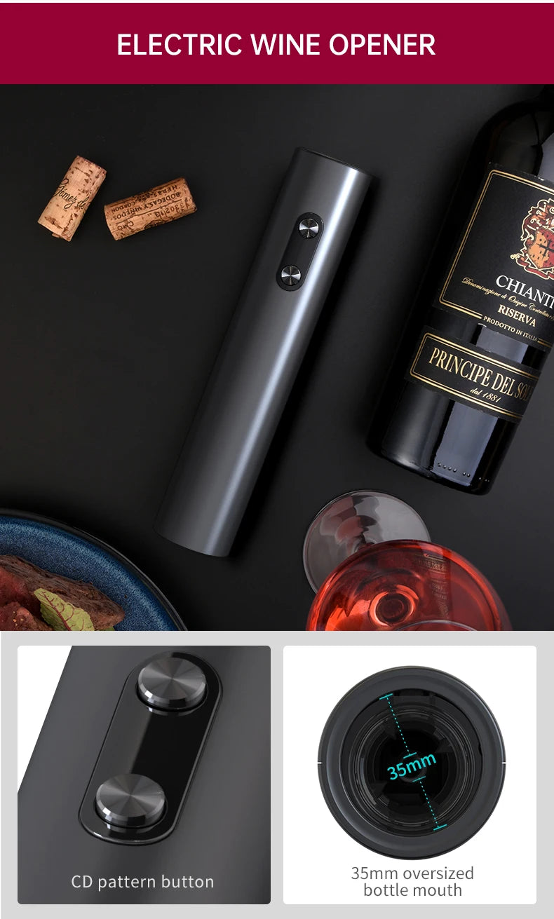 Electric Wine Opener Set with Foil Cutter & Pourer