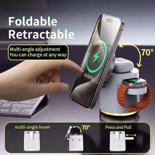 4-in-1 Qi2 Fast Wireless Charging Dock + Night Light – For iPhone, AirPods & Apple Watch