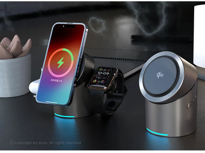 3-in-1 Magnetic Wireless Charging Dock – Fast Charge for iPhone, Android, Apple Watch & AirPods