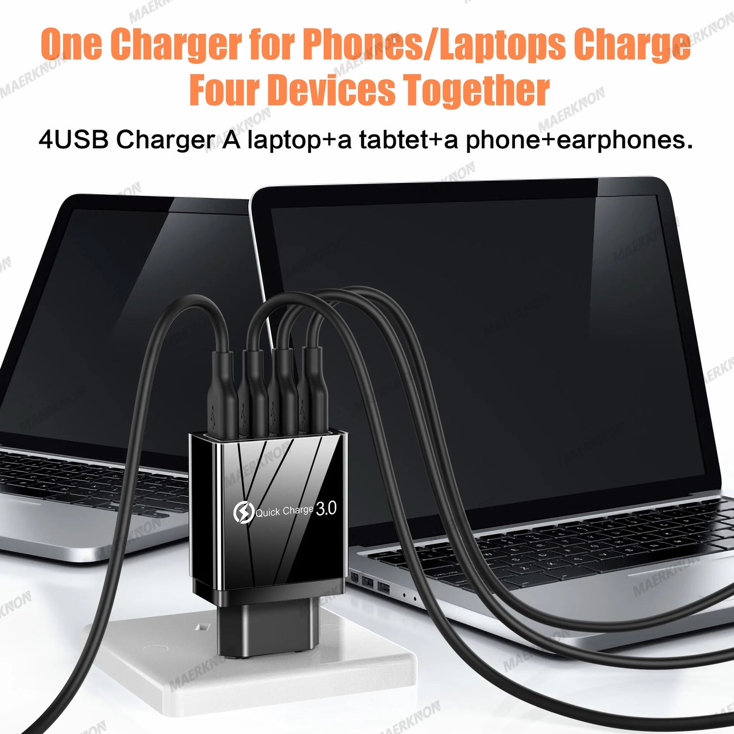 4-Port USB Fast Charger – Quick Charge 3.0 for All Devices