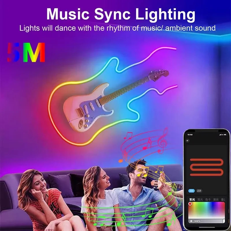RGBIC Neon USB LED Strip Light – Multi-Color Glow with App + Remote