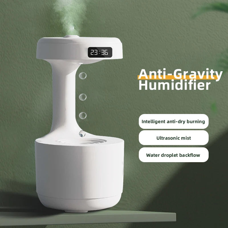 Anti-Gravity Water Drop Humidifier with Time Display