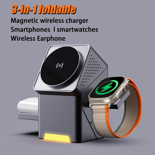 3-in-1 MagSafe Wireless Charger Dock for iPhone, Watch & AirPods