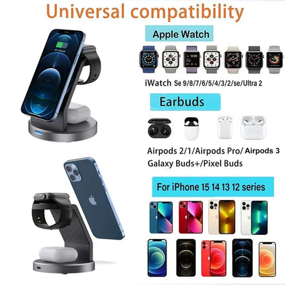 3-in-1 Magnetic Wireless Charger Dock for iPhone, Apple Watch & AirPods
