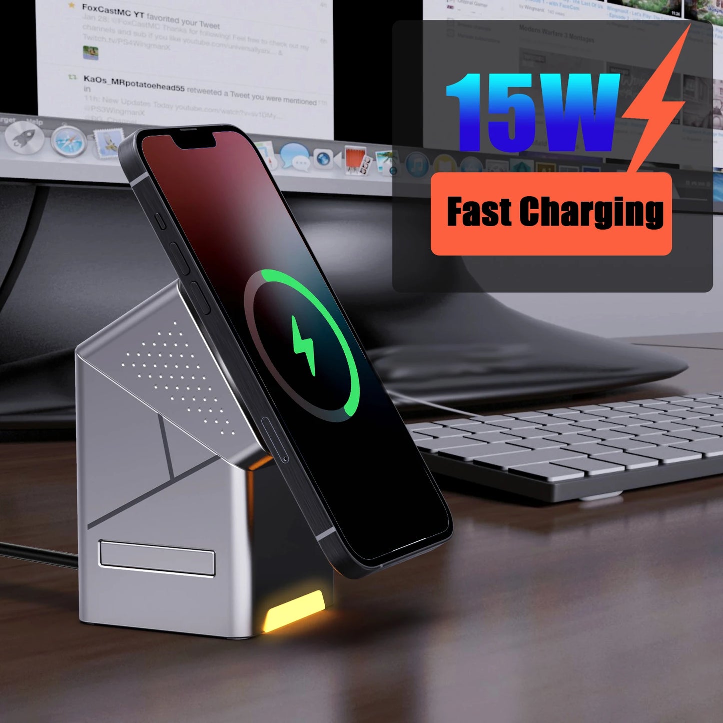 3-in-1 MagSafe Wireless Charger Dock for iPhone, Watch & AirPods