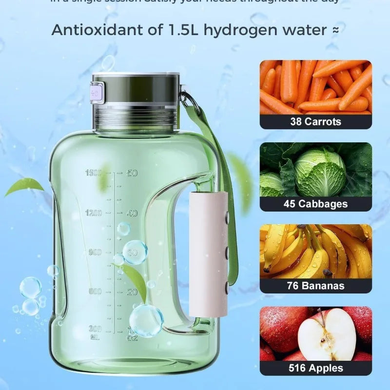 Hydrogen Glow 1.5L Hydrogen Water Bottle – Energize, Detox & Hydrate Anywhere!