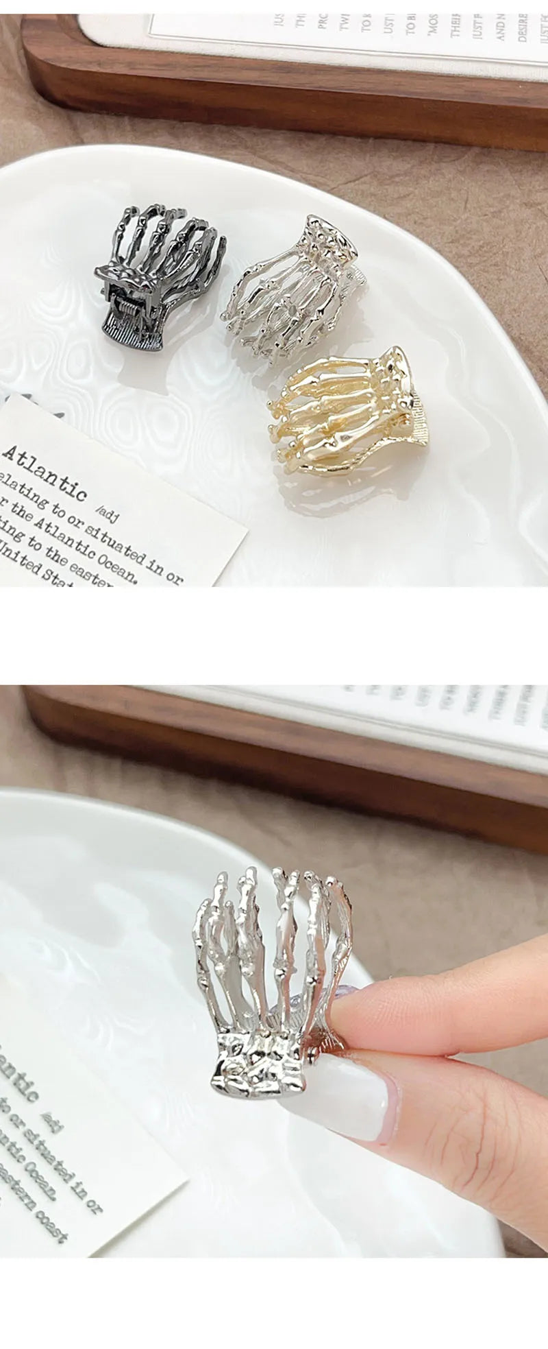 Mini Skeleton Hand Hair Claw - Gothic Grip Accessory for Halloween