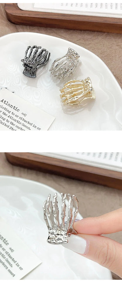 Mini Skeleton Hand Hair Claw - Gothic Grip Accessory for Halloween