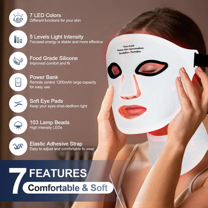 7-Color Wireless LED Face + Neck Mask