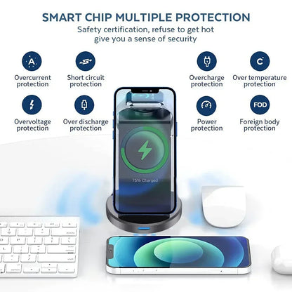 3-in-1 Magnetic Wireless Charger Dock for iPhone, Apple Watch & AirPods
