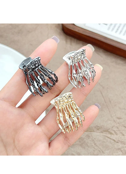 Mini Skeleton Hand Hair Claw - Gothic Grip Accessory for Halloween